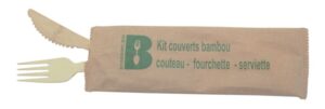 Kit de couverts 3 en 1 en bambou sous pochette kraft